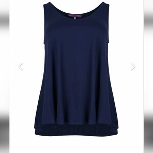 Navy Viscose curve hem V top MAT FASHION Europe Woman's OS